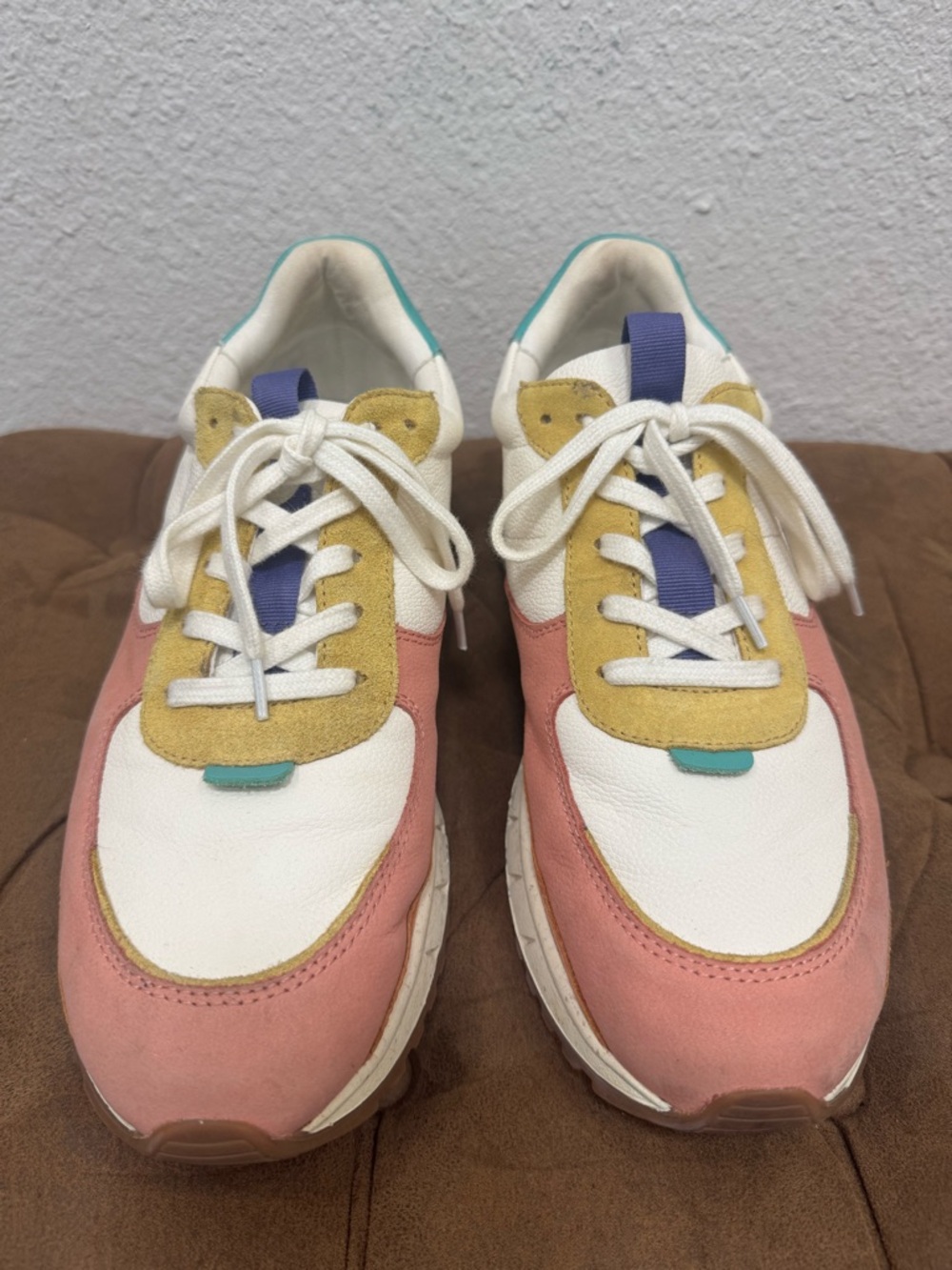 Madewell Kickoff Trainer Sneakers Pink, Yellow & Blue Accent Women's Sneakers
